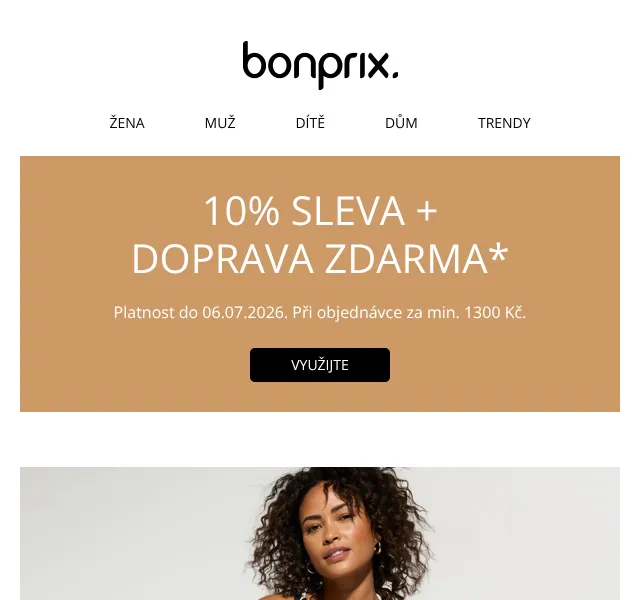 Bonprix: -10 % + doprava zdarma – červenec 2026