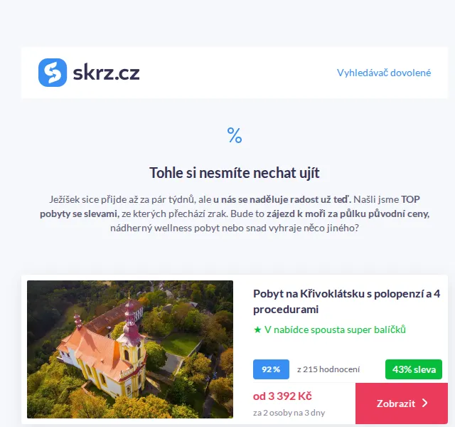 Vánoce na Skrz: Pobyty se slevou až 55 % – červenec 2026 | Nuslet.cz