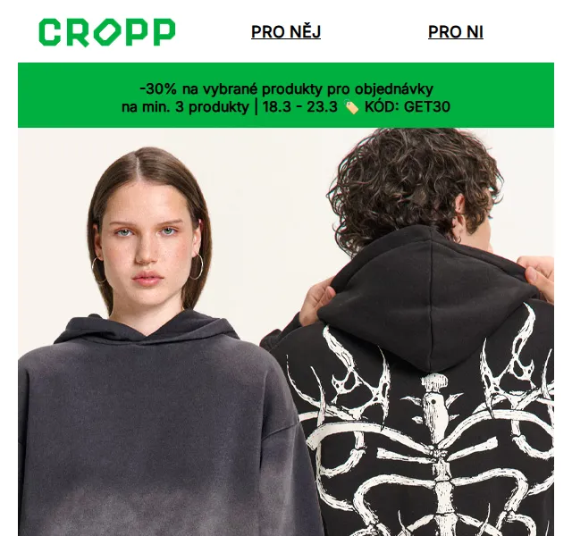 Cropp: jarní mikiny se slevou až 30 % – duben 2026