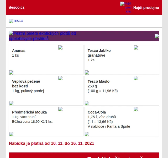 Tesco: Exotické ovoce, Coca-Cola a 20 % na oblečení – listopad 2021 | Nuslet.cz