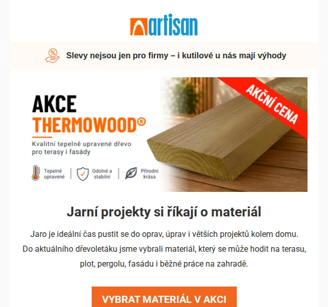 Artisan.cz: Dřevo a materiál na jarní projekty – květen 2026 | Nuslet.cz