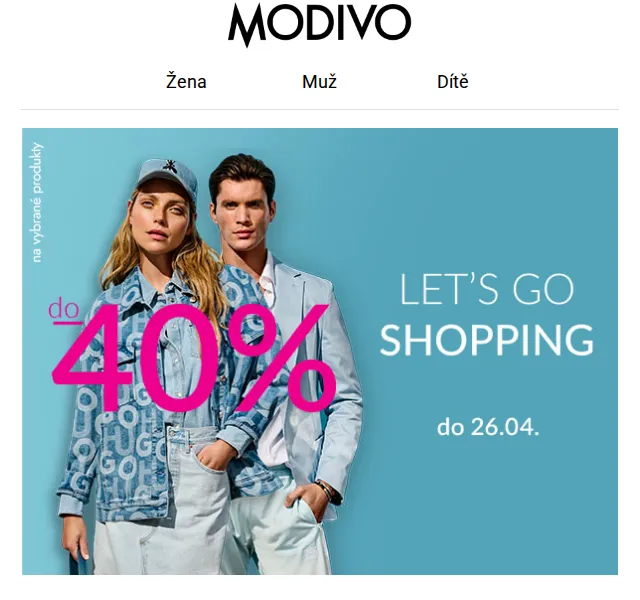 Modivo: Do -40 % na Guess, Boss, Tommy Hilfiger – červen 2026 | Nuslet.cz
