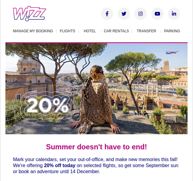 Wizz Air: 20% sleva na letenky – září 2026 | Nuslet.cz