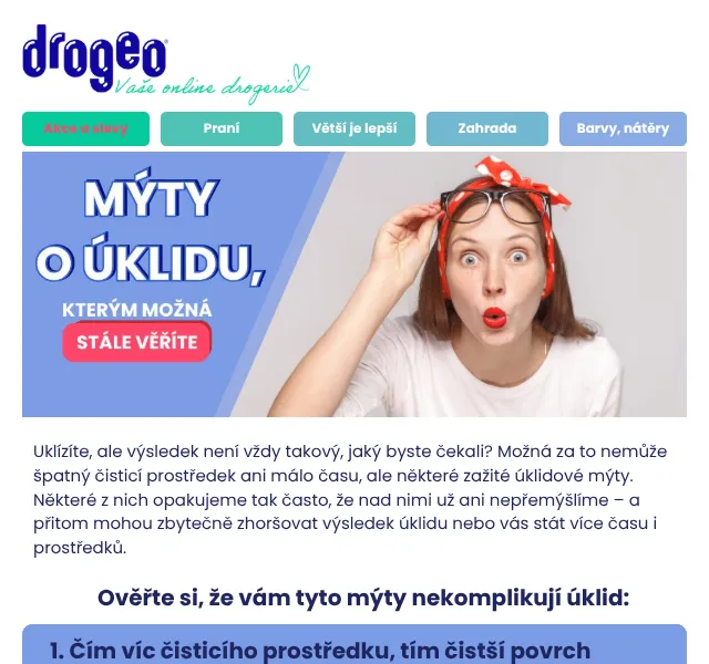 Drogeo: 6 mýtů o úklidu + slevy na čističe – září 2026