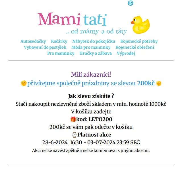 Mamitati.cz: Letní výprodej až 70 % – červenec 2026 | Nuslet.cz
