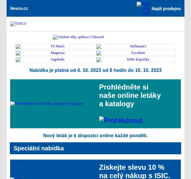 Tesco: sleva 10 % s ISIC a Clubcard nabídka – červenec 2026 | Nuslet.cz