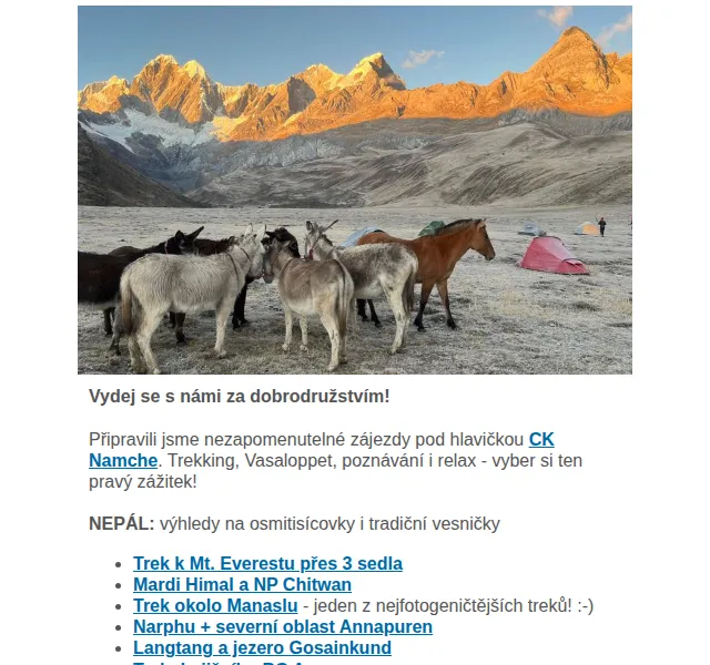 Namcheshop: Zájezdy CK Namche – červenec 2026 | Nuslet.cz