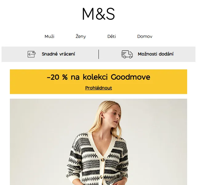 Marks and Spencer: sleva až 20 % na kolekci Goodmove – červen 2026 | Nuslet.cz