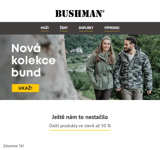 BUSHMAN: Slevy až 50 % na bundy a set Cobbles – červen 2026 | Nuslet.cz