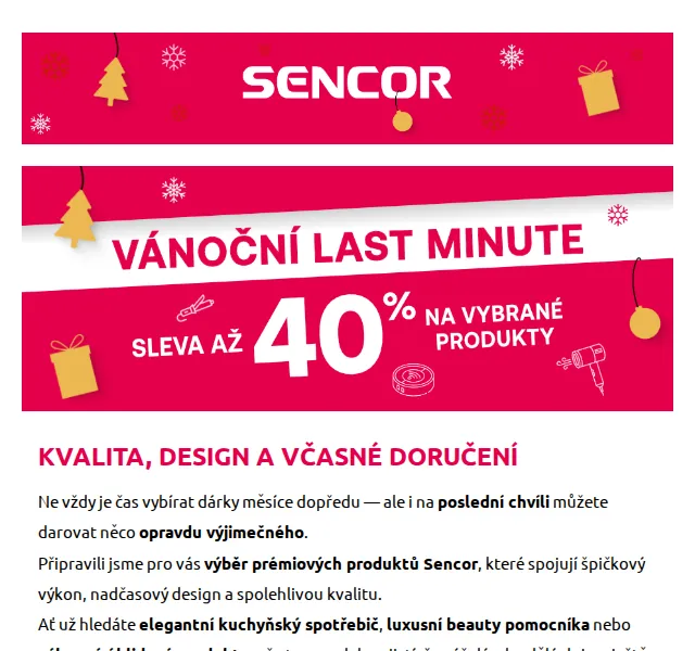 Sencor: dárky se slevou až 40 % – červenec 2026 | Nuslet.cz