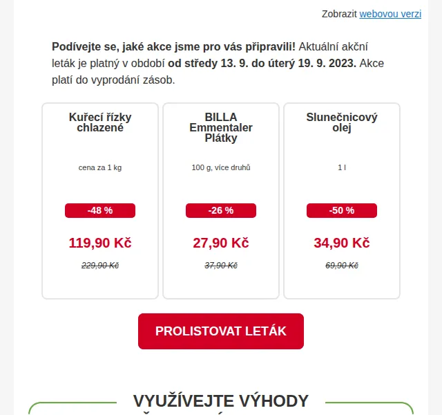 Billa: Slevy až 58 % na oblíbené produkty – červenec 2026 | Nuslet.cz