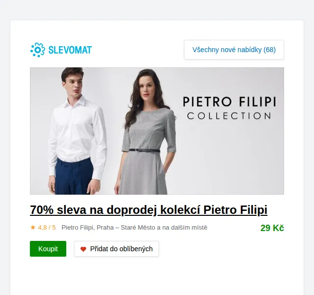 Slevomat: 70% sleva na doprodej kolekcí Pietro Filipi – červen 2026 | Nuslet.cz