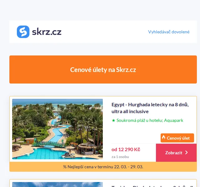Skrz: Cenové úlety na dovolenou – červenec 2026 | Nuslet.cz