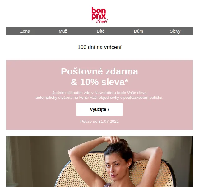 bonprix: Poštovné zdarma a 10% sleva – červenec 2022 | Nuslet.cz