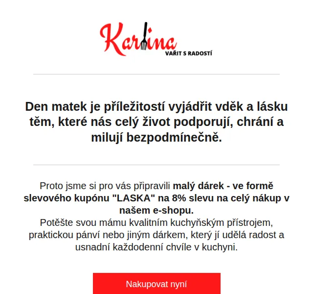 Karlina CZ: Sleva 8 % na celý nákup – červenec 2026 | Nuslet.cz