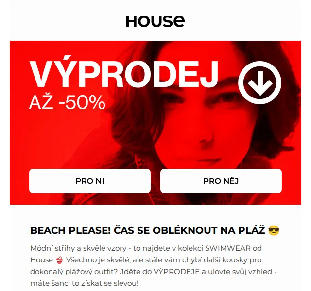 HOUSE: SWIMWEAR kolekce + výprodej až –50 % – červenec 2026 | Nuslet.cz