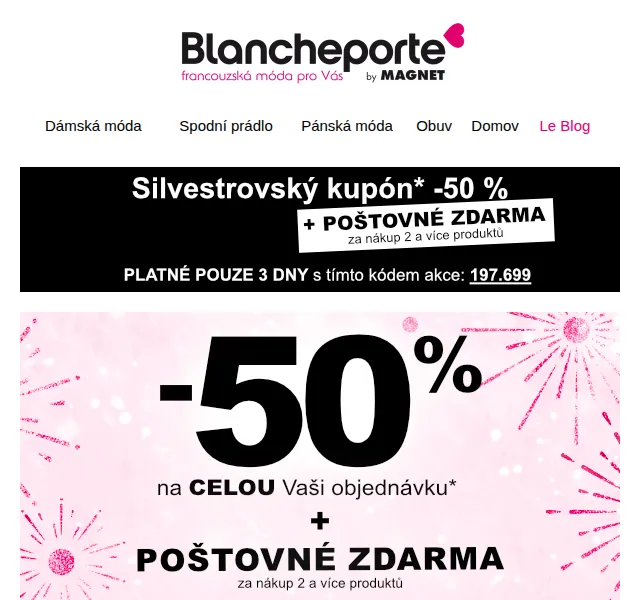 Blancheporte: Silvestrovská sleva 50 % – červenec 2026 | Nuslet.cz