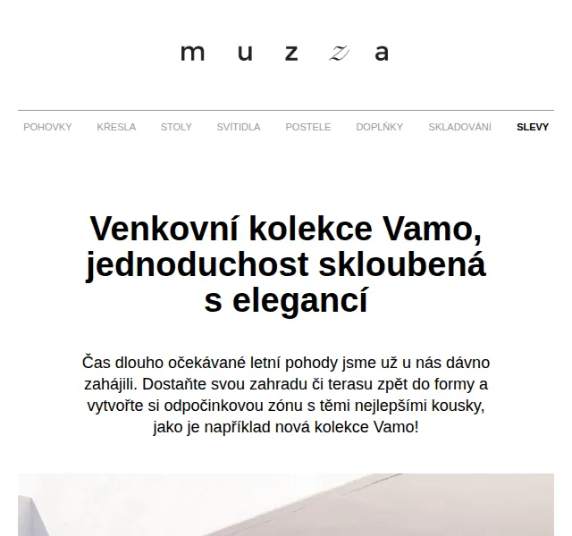 MUZZA: Venkovní kolekce Vamo – červen 2026 | Nuslet.cz