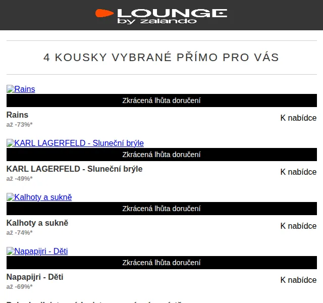 Lounge by Zalando: Slevy až 75 % na módu Rains, KARL LAGERFELD, Napapijri – červen 2026 | Nuslet.cz