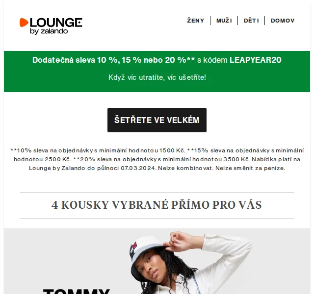 Lounge by Zalando: Dodatečná sleva 20 % Tommy Jeans, Bogner – červen 2026 | Nuslet.cz