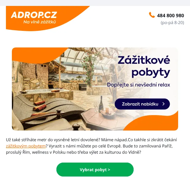 Adrop.cz: Zážitkové pobyty po Evropě – červen 2026 | Nuslet.cz