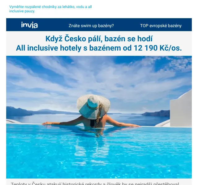 Invia: All inclusive s bazénem od 12 190 Kč – červen 2026