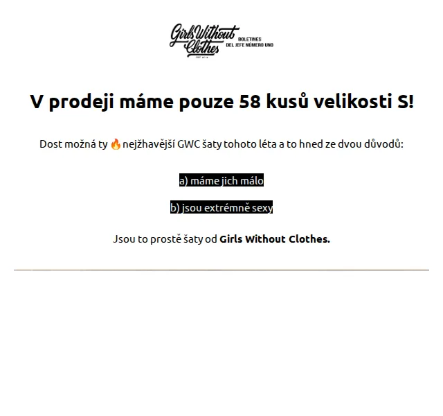 Girls Without Clothes: limitované šaty – červenec 2026 | Nuslet.cz