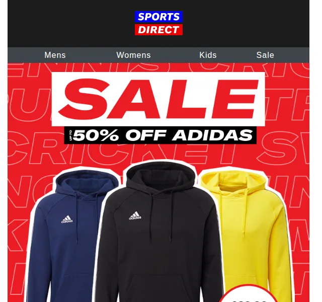 Sportsdirect.com: adidas SALE až 50 % – červen 2026 | Nuslet.cz