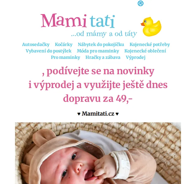 Mamitati.cz: Výprodej dětské výbavičky se slevami až 50% – červen 2026 | Nuslet.cz