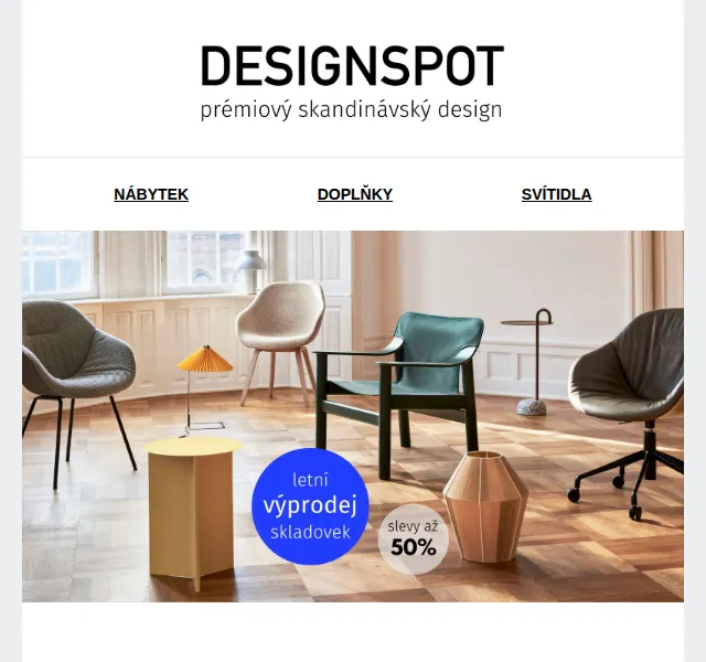 DESIGNSPOT: Letní výprodej skladovek až 50 % – červen 2026 | Nuslet.cz