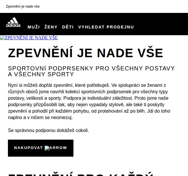 adidas: Sportovní podprsenky pro všechny postavy – červen 2026 | Nuslet.cz
