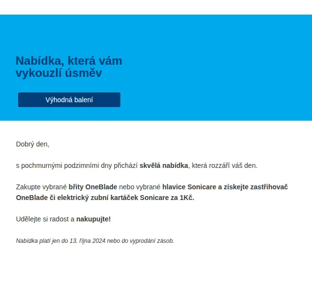 Philips: OneBlade a Sonicare za 1 Kč – červen 2026 | Nuslet.cz