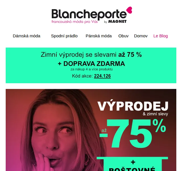 Blancheporte: Výprodej dnes končí – slevy až 75 % | červenec 2026 | Nuslet.cz