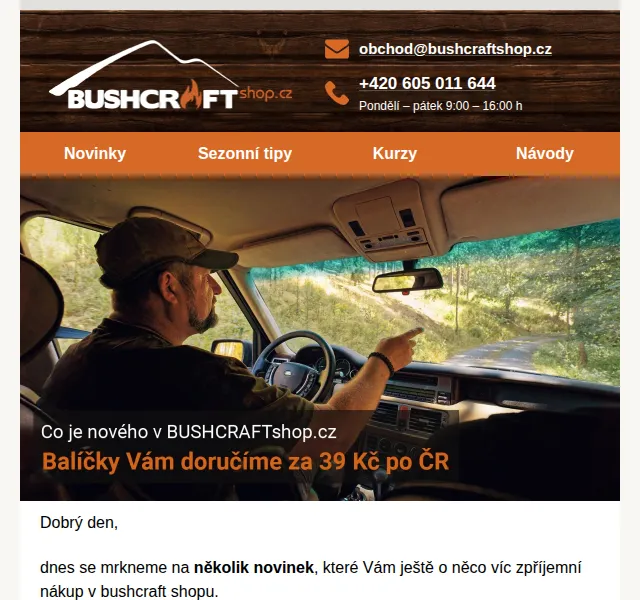 Bushcraftshop: levnější doprava od 39 Kč a výměna zboží – červenec 2026 | Nuslet.cz