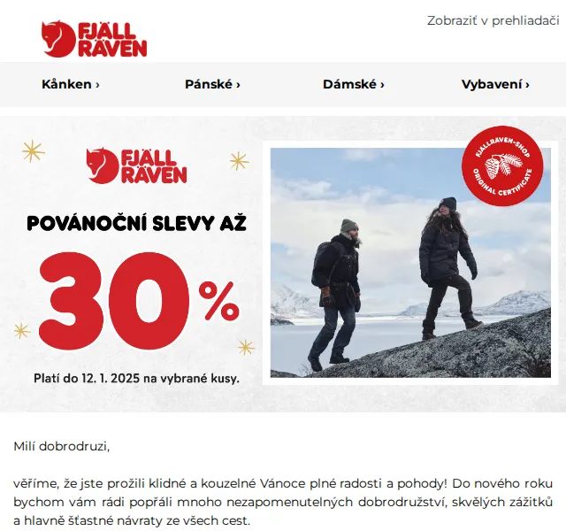 Fjallraven-shop: Povánoční slevy až 30 % – červenec 2026 | Nuslet.cz