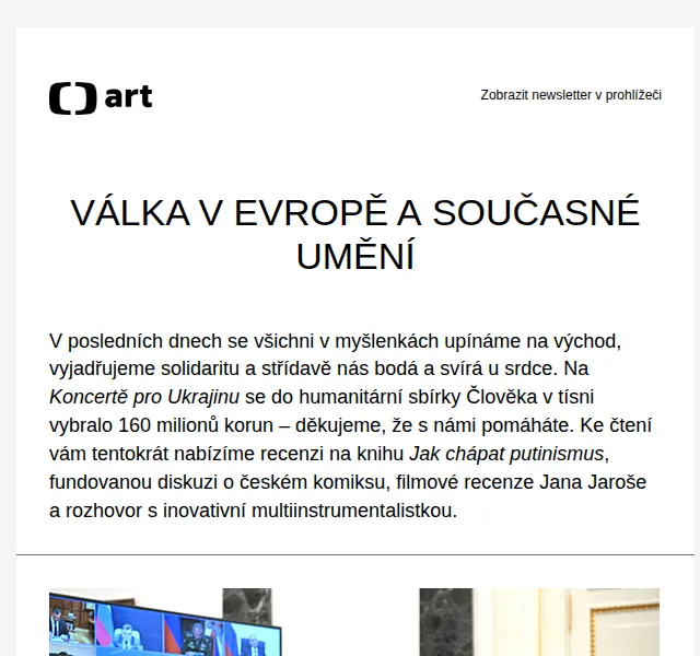 Web ČT art: Válka v Evropě a současné umění – červen 2026 | Nuslet.cz