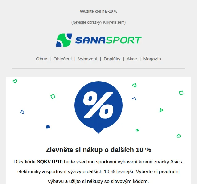 Sanasport: sleva 10 % na sportovní výbavu – červen 2026 | Nuslet.cz