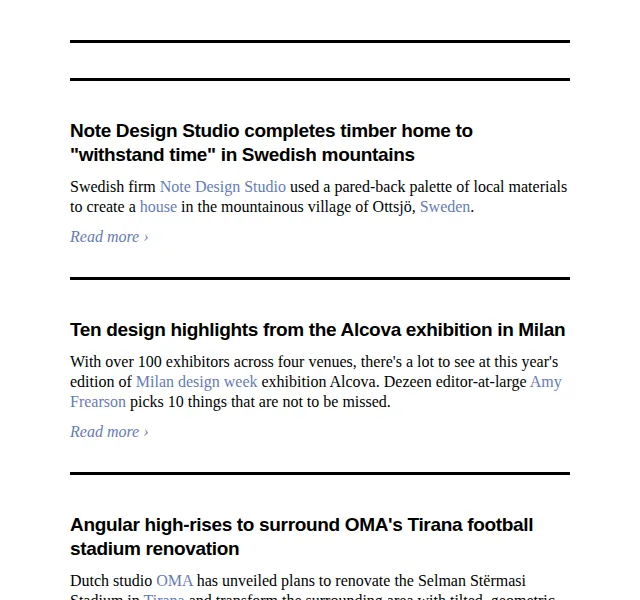 Dezeen Daily: Nová kolekce architektury a designu – červenec 2026 | Nuslet.cz