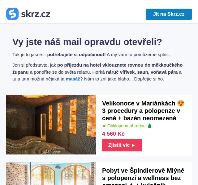 Vánoce na Skrz: Wellness pobyty se slevou – červenec 2026 | Nuslet.cz