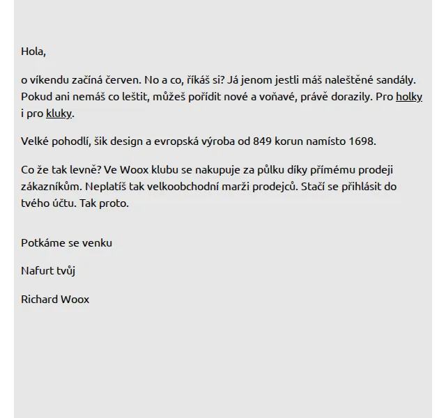 Richard Woox: sandály od 849 Kč místo 1698 Kč – červenec 2026 | Nuslet.cz