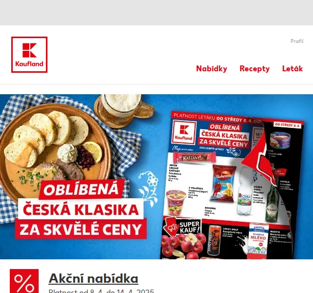 Kaufland: Česká klasika – sleva až 56 % – duben 2026