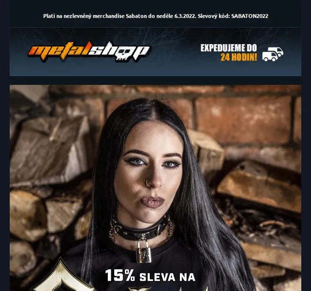 METALSHOP: 15% sleva na merch Sabaton – červen 2026 | Nuslet.cz