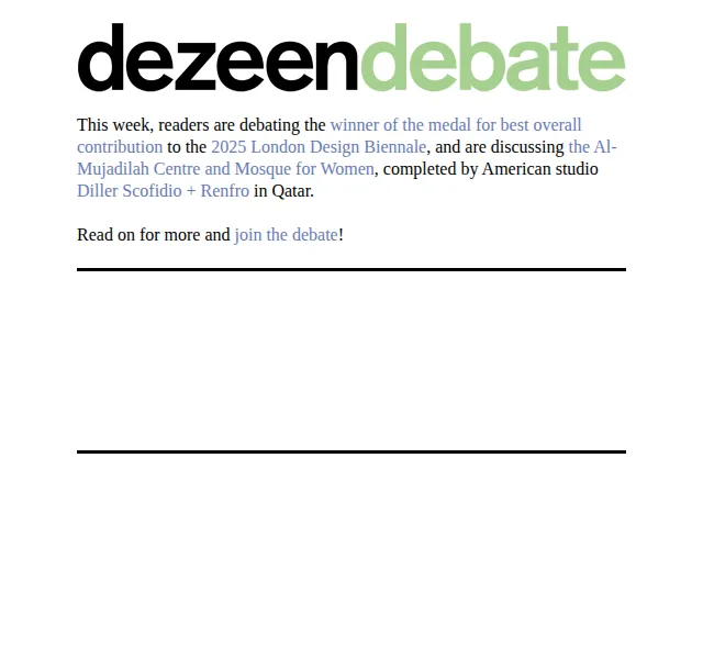 Dezeen Daily: Debata o udržitelnosti a nové estetice – červenec 2026 | Nuslet.cz