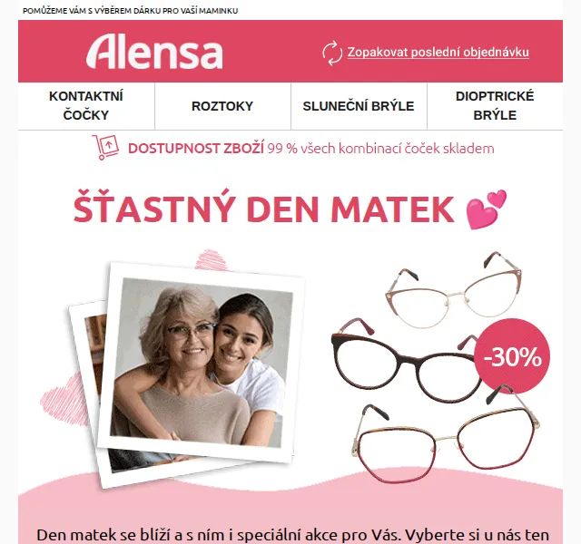 Alensa: 30% sleva na dioptrické brýle – červen 2026 | Nuslet.cz