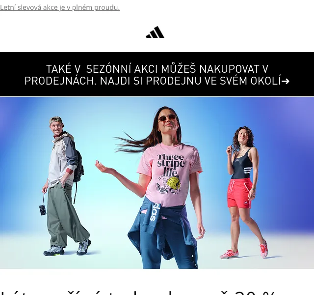 Adidas: Letní sleva až 30 % – červenec 2026 | Nuslet.cz