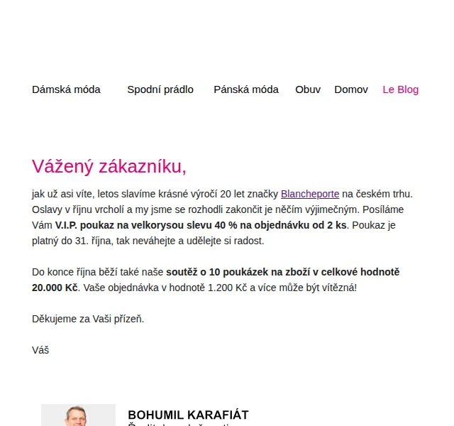 Blancheporte: Sleva 40 % na objednávku od 2 ks – říjen 2026 | Nuslet.cz
