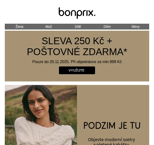 Bonprix: Sleva 250 Kč + poštovné zdarma – červenec 2026 | Nuslet.cz