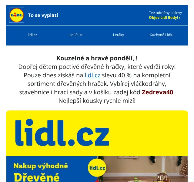Lidl: Dřevěné hračky -40 % slevový kód Zedreva40