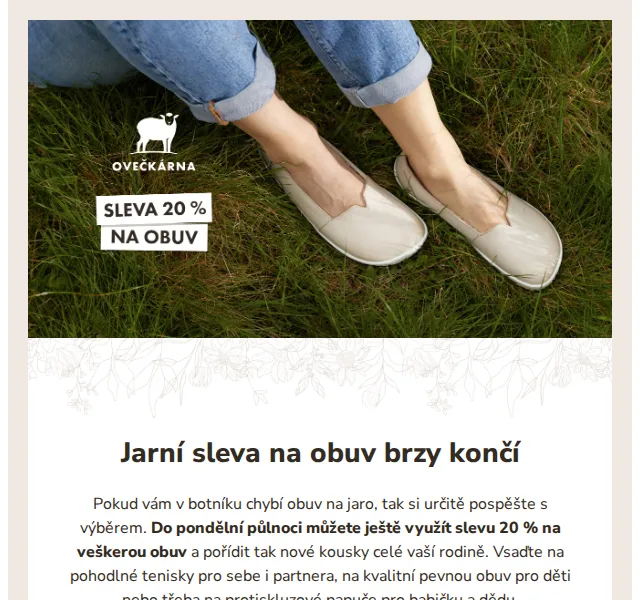 Ovečkárna: 20% sleva na jarní obuv – červenec 2026 | Nuslet.cz
