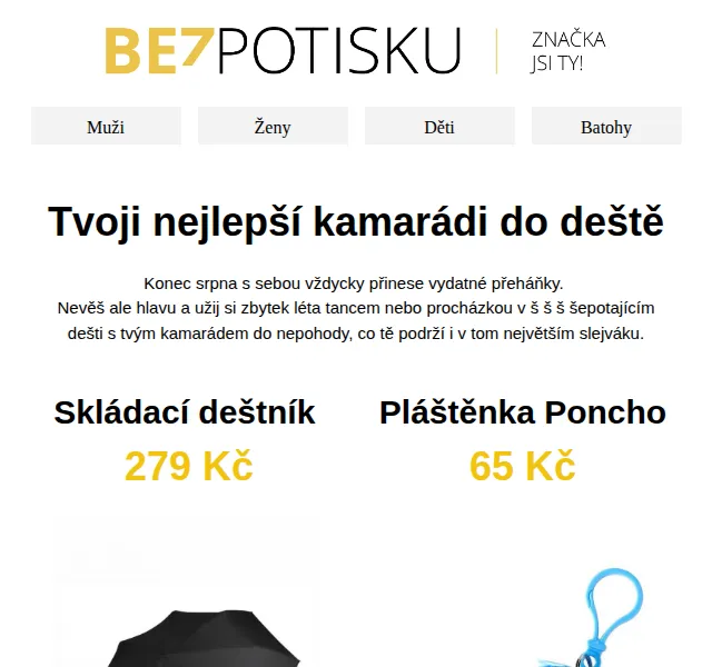 BezPotisku: Nepromokavé bundy a pláštěnky od 65 Kč – červen 2026 | Nuslet.cz
